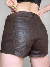 LIZAKOSHT  -  Vintage Lace Up Design Low Waist Mini Shorts Gothic Streetwear Sexy Slim Fit Brown PU Leather Pants for Women Y2k Chic